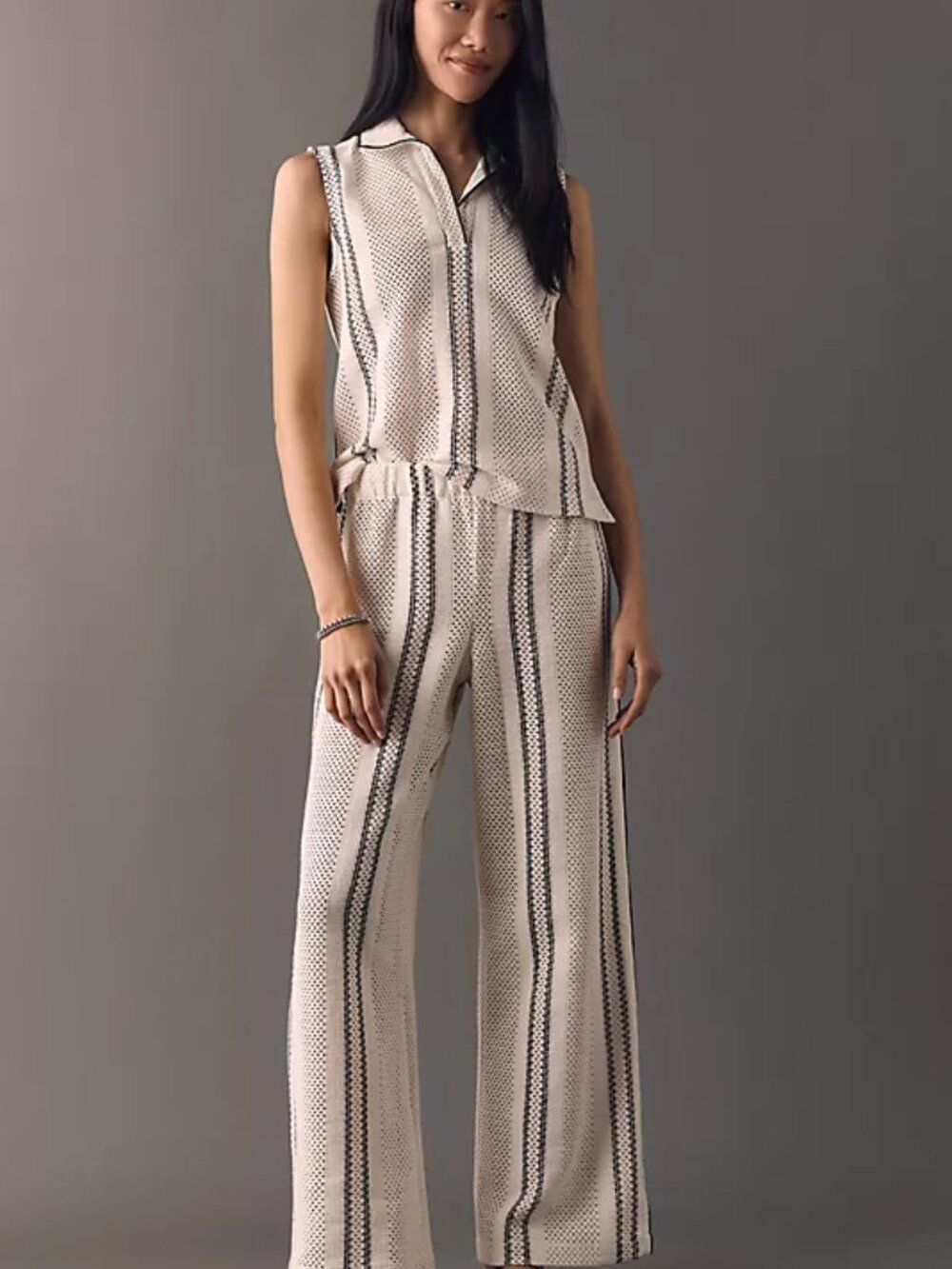 NWT ALIGNE Anthropologie Lennox Crochet Trousers Wide Leg Cotton Pull-On Size 14